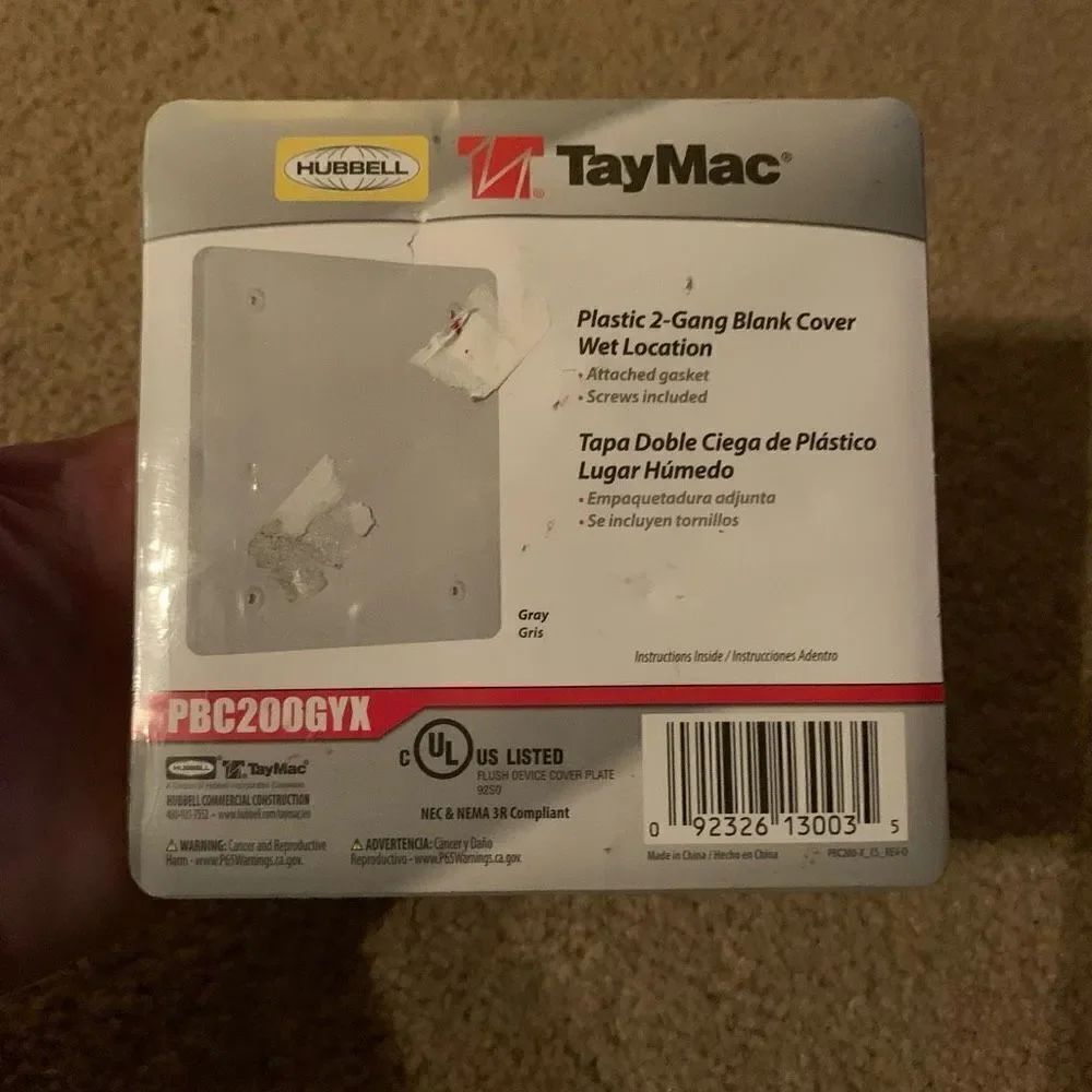 TayMac Plastic 2-Gang Blank Cover Wet Location PBC200GYX *New*